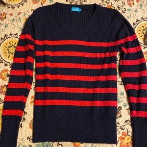 Striped V-neck Sweater